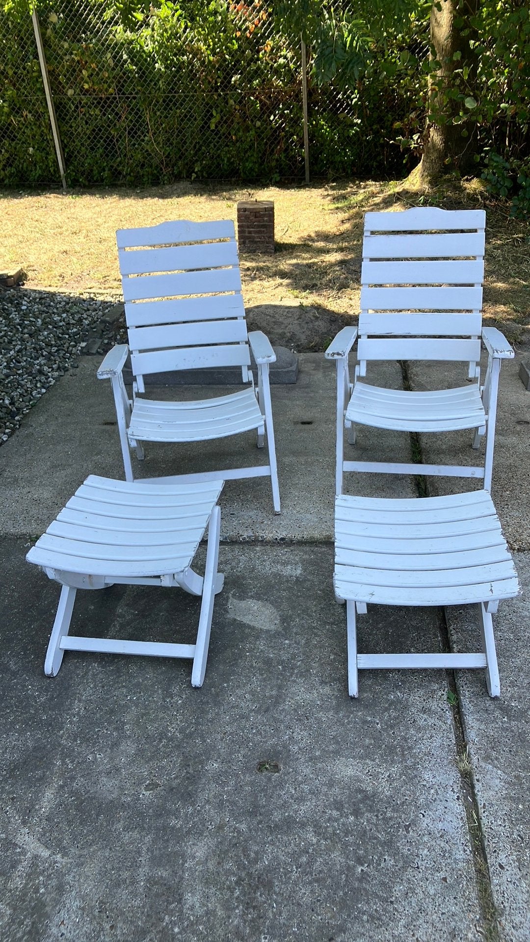 Herlag houten tuinstoelen wit, Tuin en Terras, Tuinstoelen, Ophalen, Gebruikt, Hout