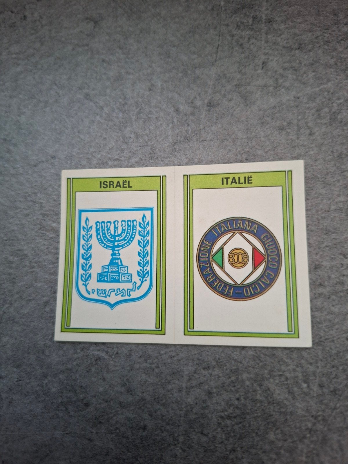 Panini sticker Voetbal 78. Embleem Israel/Italië., Ophalen of Verzenden, Zo goed als nieuw, Sticker