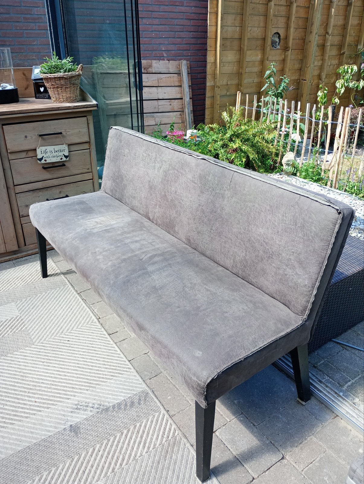 Be Pure eettafelbankje taupe/bruin, Ophalen, Gebruikt, 150 tot 200 cm, Tweepersoons