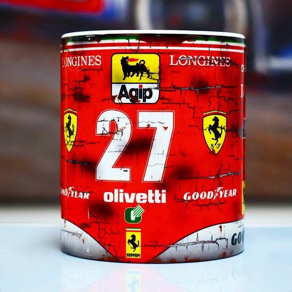 ✅ Gilles Villeneuve Ferrari 27 mok Vintage olie F1 Autosport, Ophalen of Verzenden, Nieuw, Formule 1