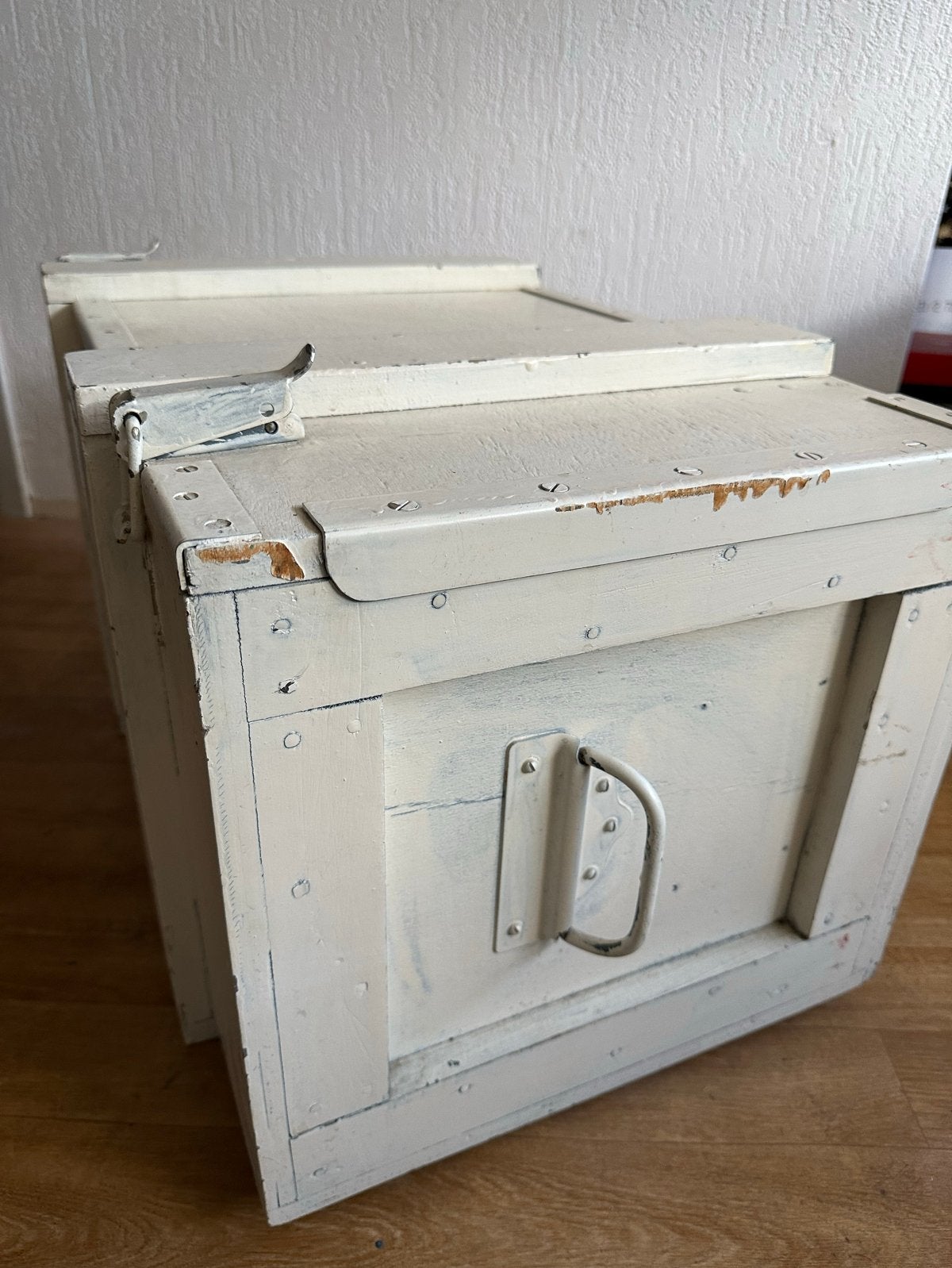 Vintage Houten legerkist- Opbergkist, Ophalen, Minder dan 50 cm, Gebruikt, 50 tot 100 cm
