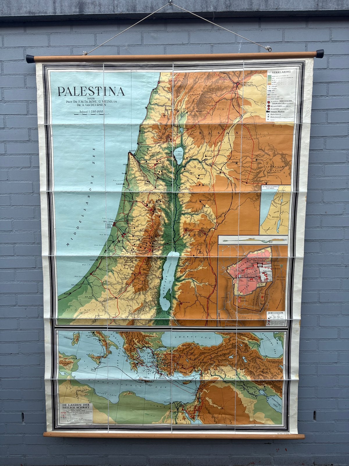 Vintage schoolkaart Palestina -De Landen der Heilige Schrift, Ophalen