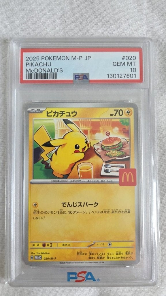 Pikachu "Burgerchu" McDonald's Promo PSA 10, Ophalen, Nieuw, Losse kaart