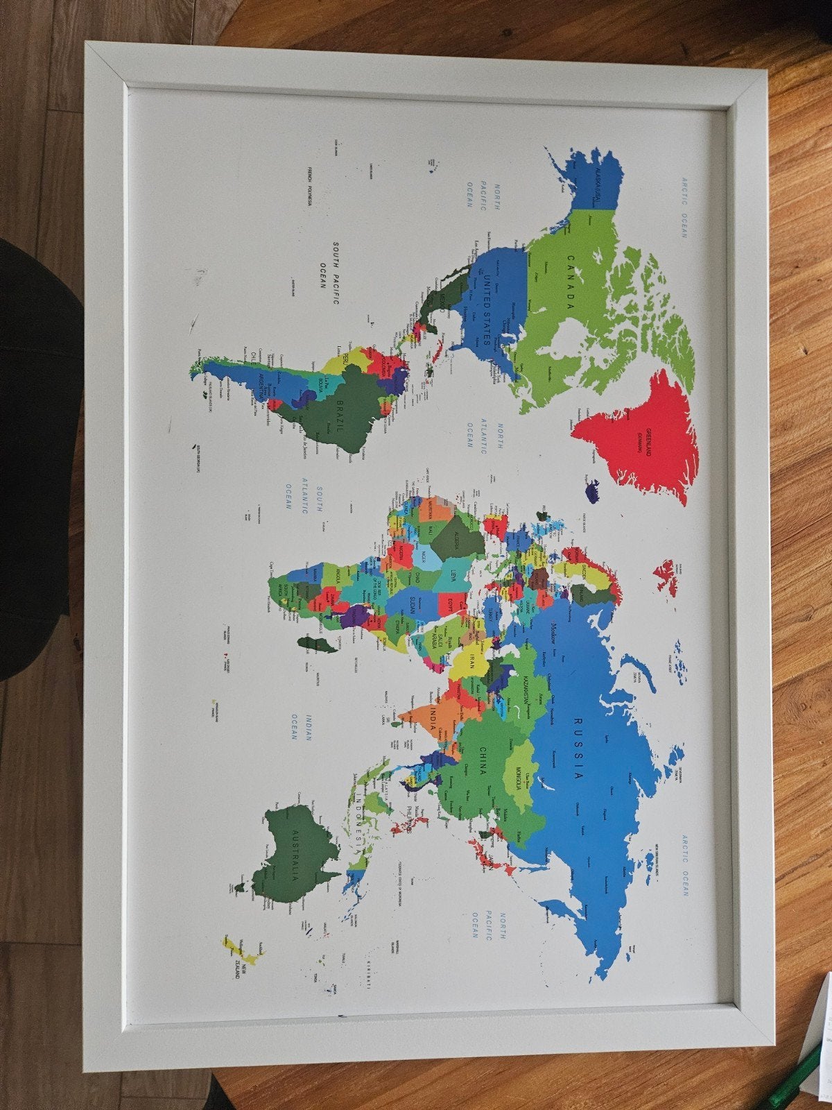 Whiteboard wereldkaart 55x80cm, Ophalen, Gebruikt, Kunststof