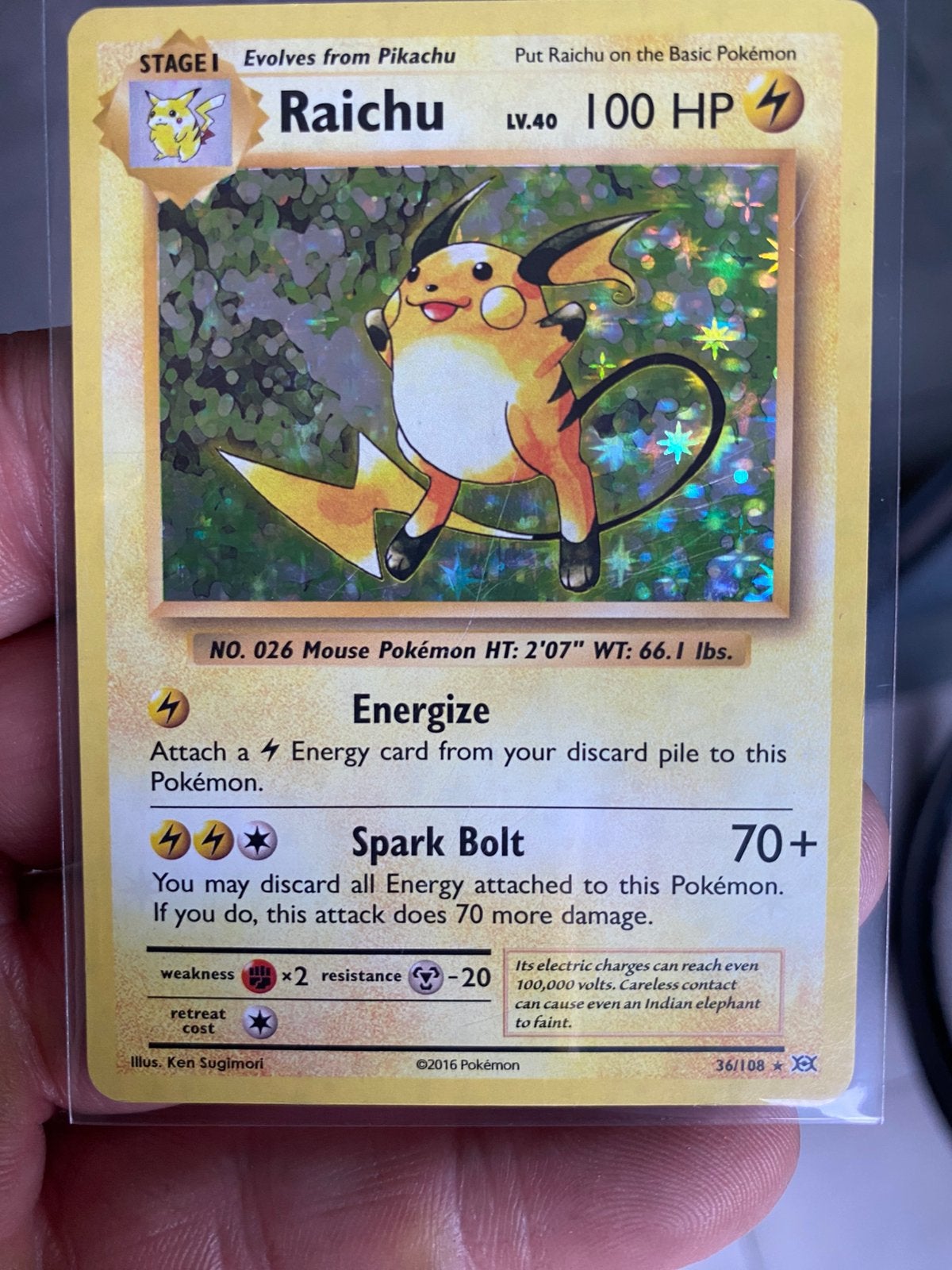 Raichu vintage holo kaart, Verzenden, Zo goed als nieuw