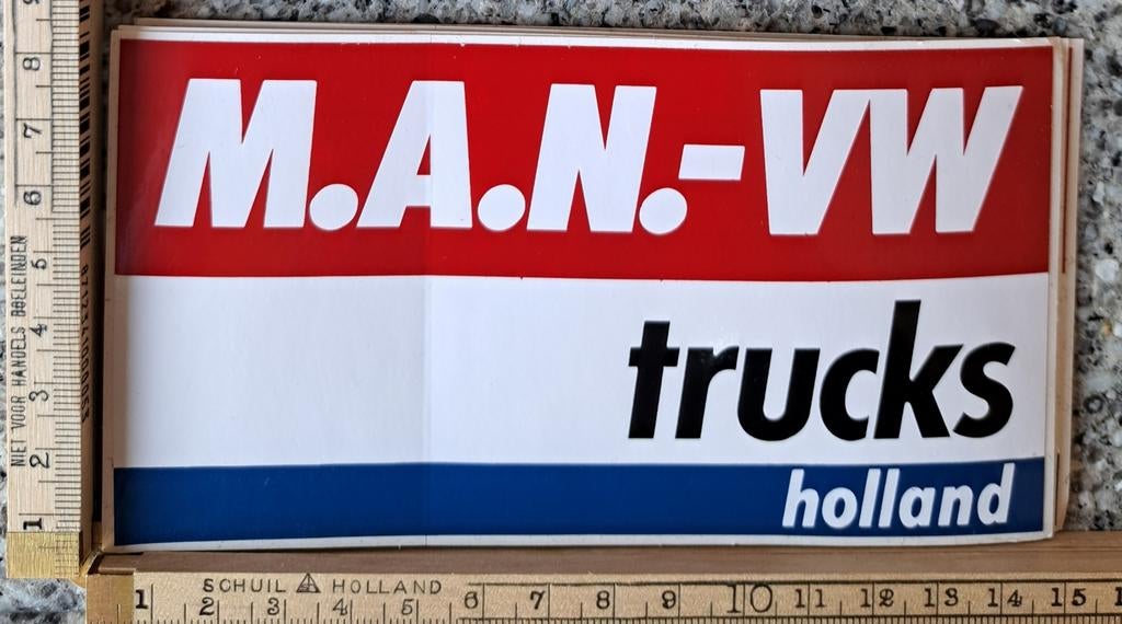 Vintage autosticker sticker M.A.N. VW trucks Holland, Verzamelen, Stickers, Ophalen of Verzenden, Zo goed als nieuw, Overige typen