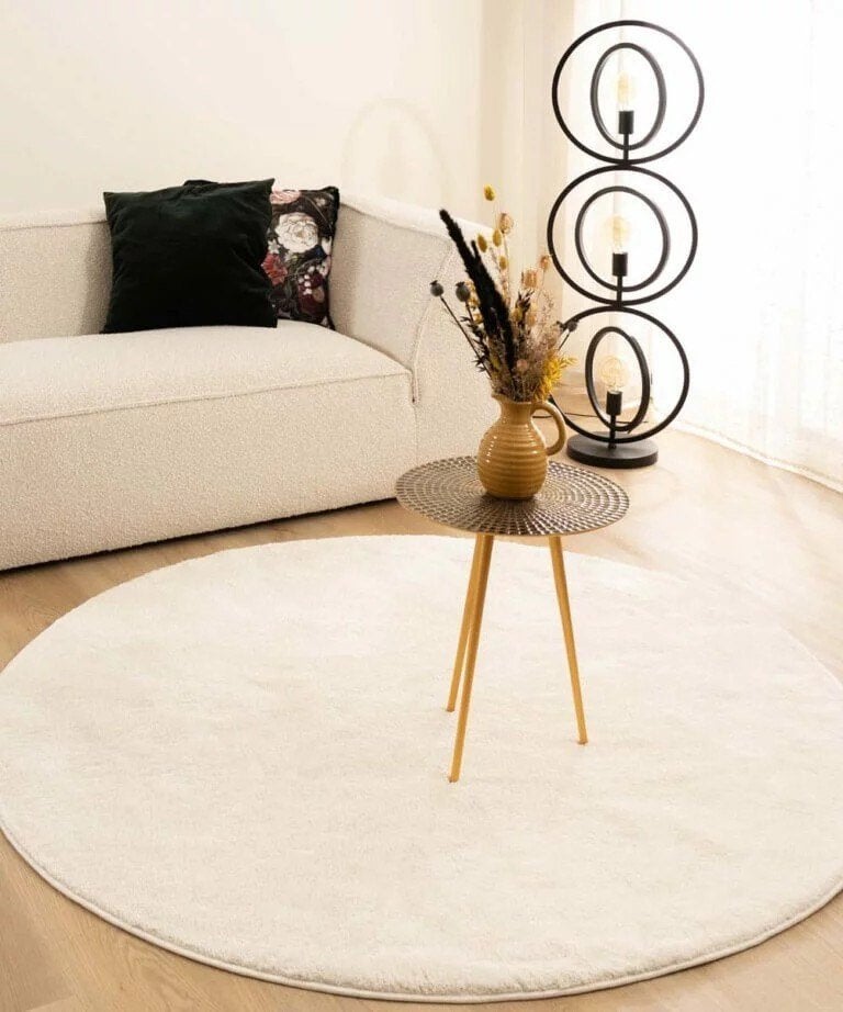 Velours vloerkleed rond – wit 300 nieuw, Wit, Rond, Ophalen of Verzenden, 200 cm of meer