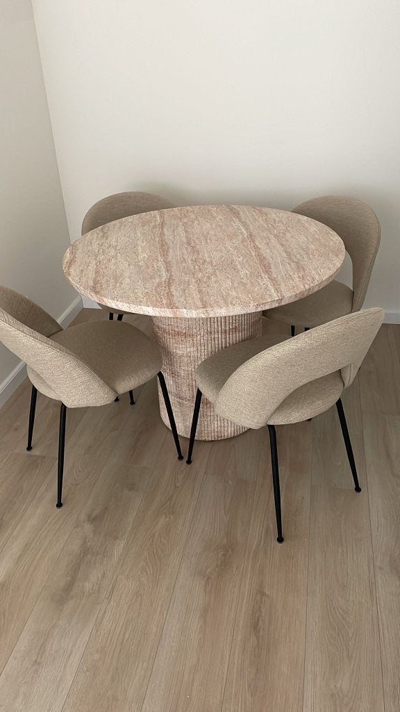 Ronde eettafel Ø100 cm in cement look travertin Velia SKLUM, Huis en Inrichting, Tafels | Eettafels, Ophalen, Rond, Zo goed als nieuw