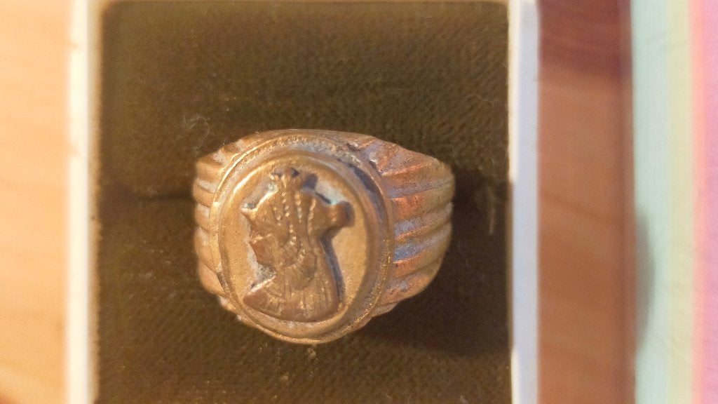 vintage bronzen heren zegelring, Ophalen of Verzenden, Brons, Ring