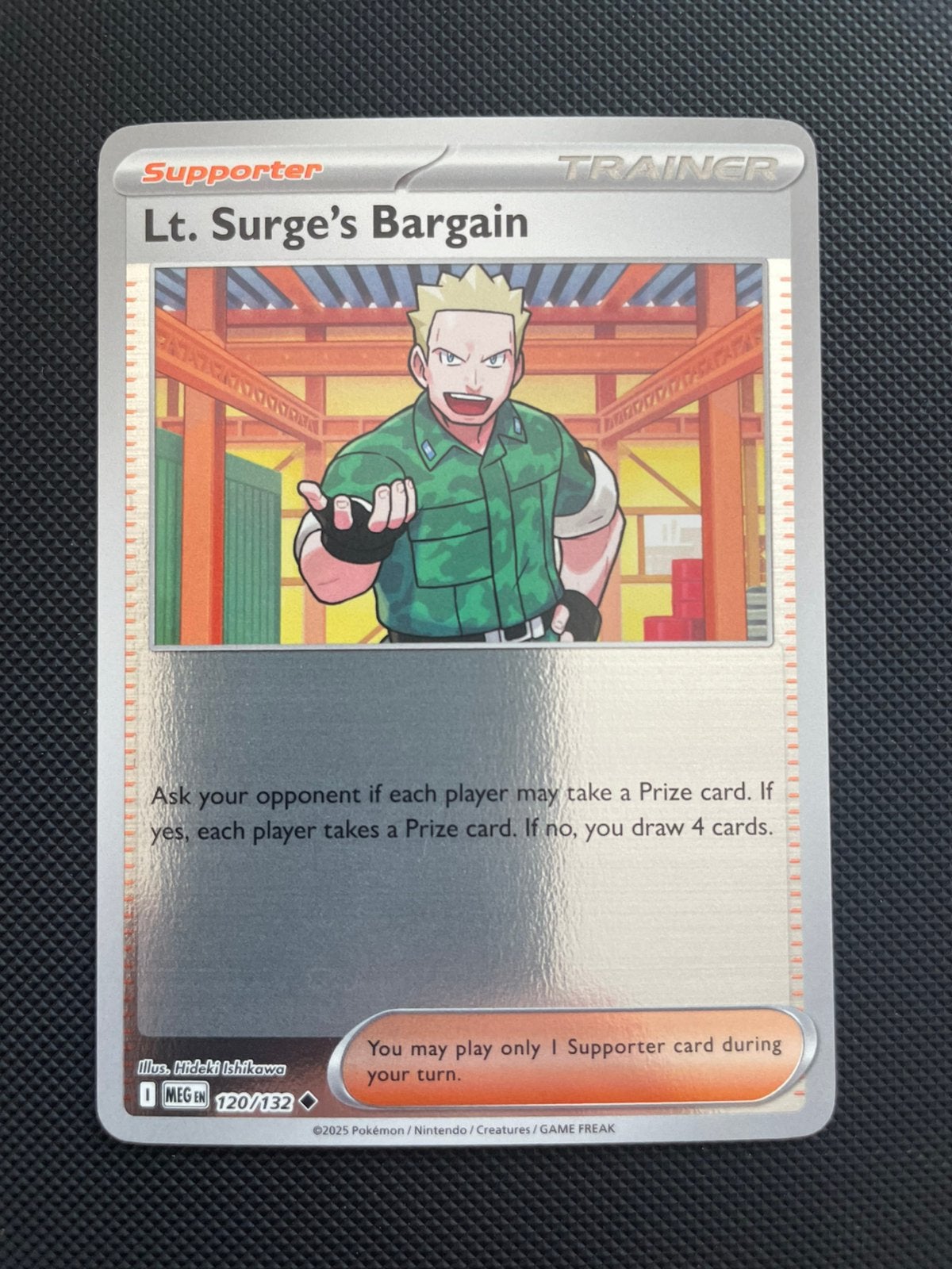 Lt. Surge’s Bargain 120/132 Reverse Holo Mega Evolution, Ophalen of Verzenden, Zo goed als nieuw