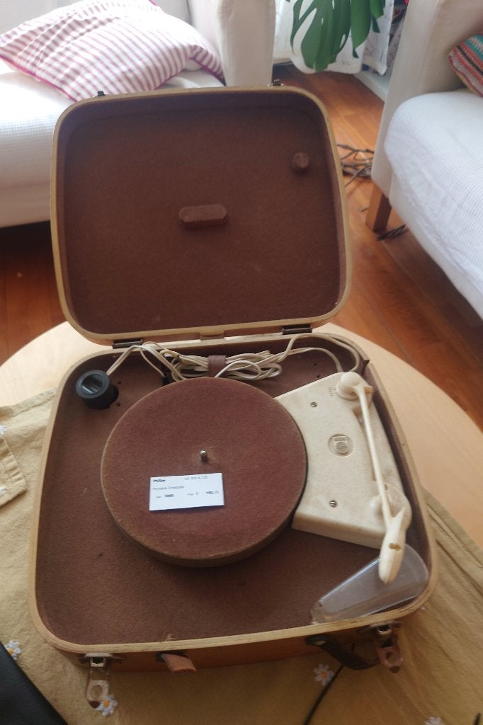 Philips HX-303A Portabel platenspeller uit 1950 in koffer, Ophalen of Verzenden, Niet werkend, Platenspeler, Philips