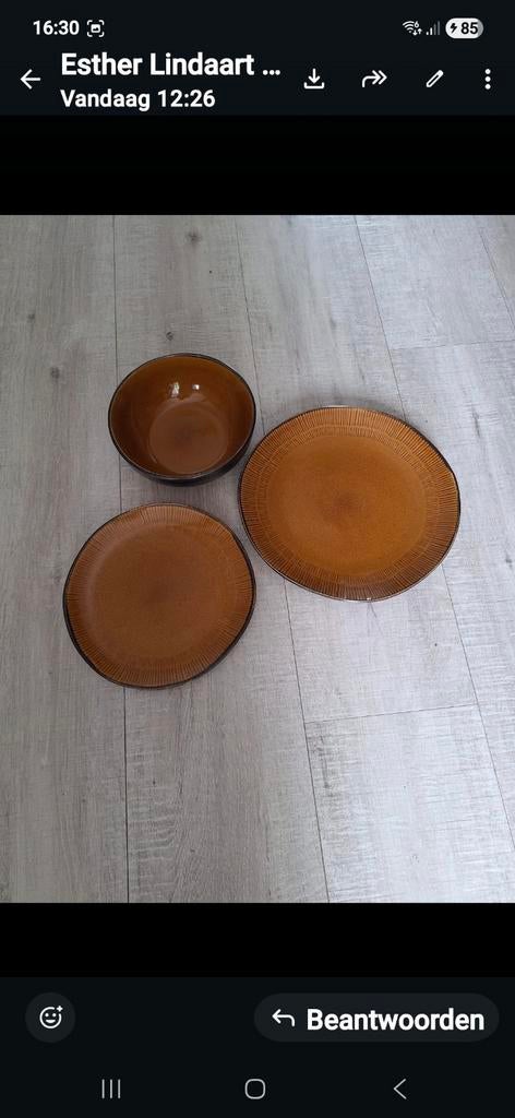 Aardewerk servies:  bruin/zwart, Ophalen, Gebruikt, Bord(en), Overige stijlen