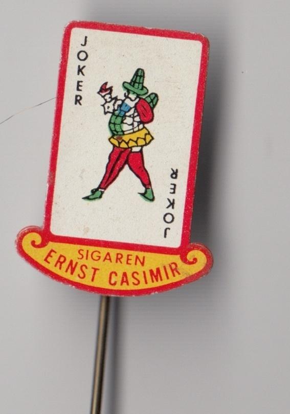 Ernst Casimir Sigaren Joker Kaartspel speldje, Gebruikt, Niet vindbaar, Niet vindbaar, Speldje of Pin
