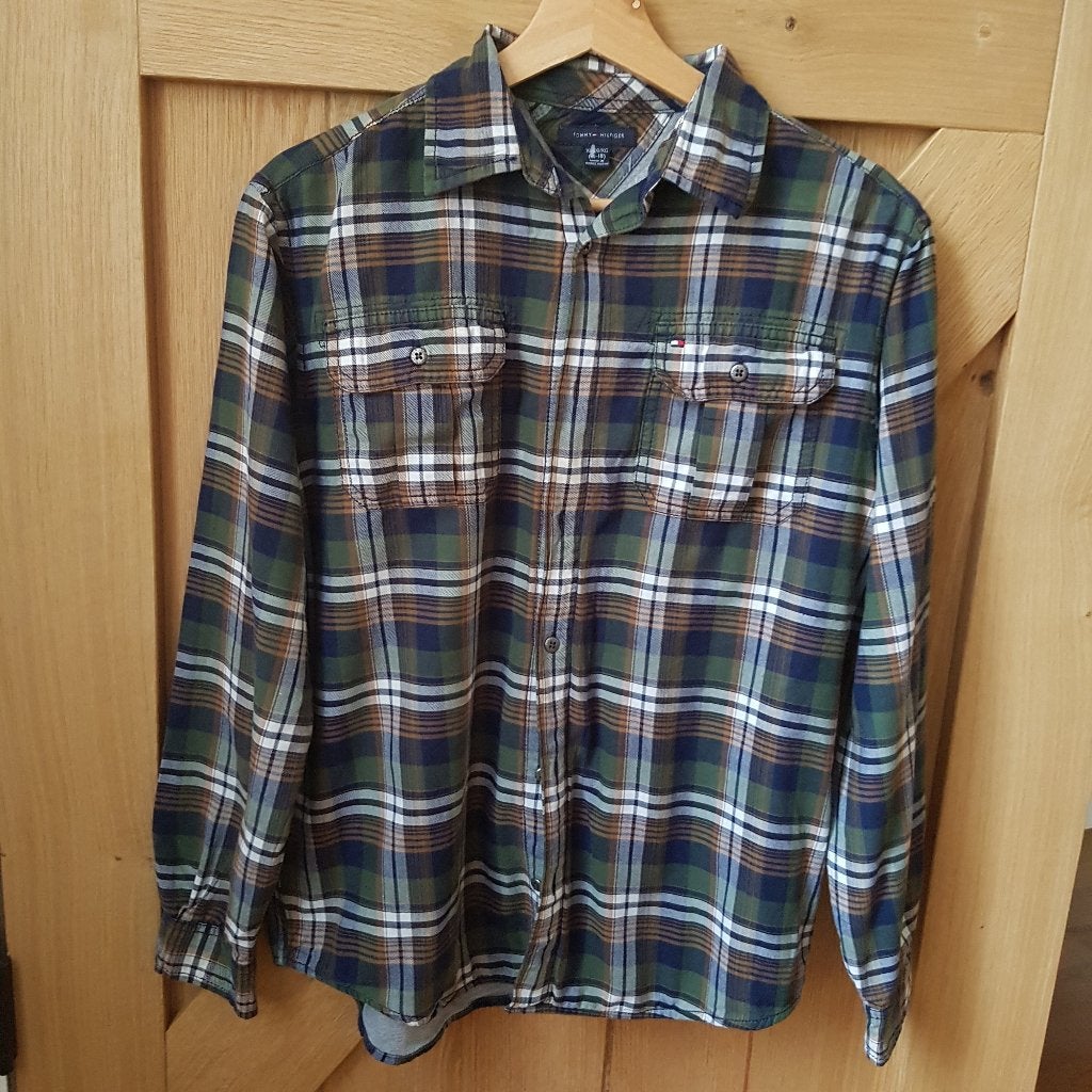 Tommy Hilfiger geruite overhemd Voor leeftijd 16-18 jaar (S), Kleding | Heren, Ophalen of Verzenden, Nieuw, Blauw, Overige halswijdtes