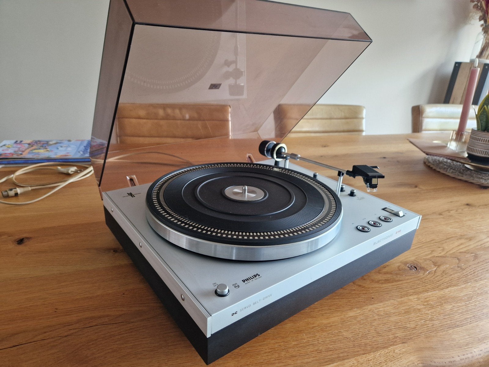 Philips 312 platenspeler uit 1976 met element GP412, Ophalen, Zo goed als nieuw, Platenspeler, Philips