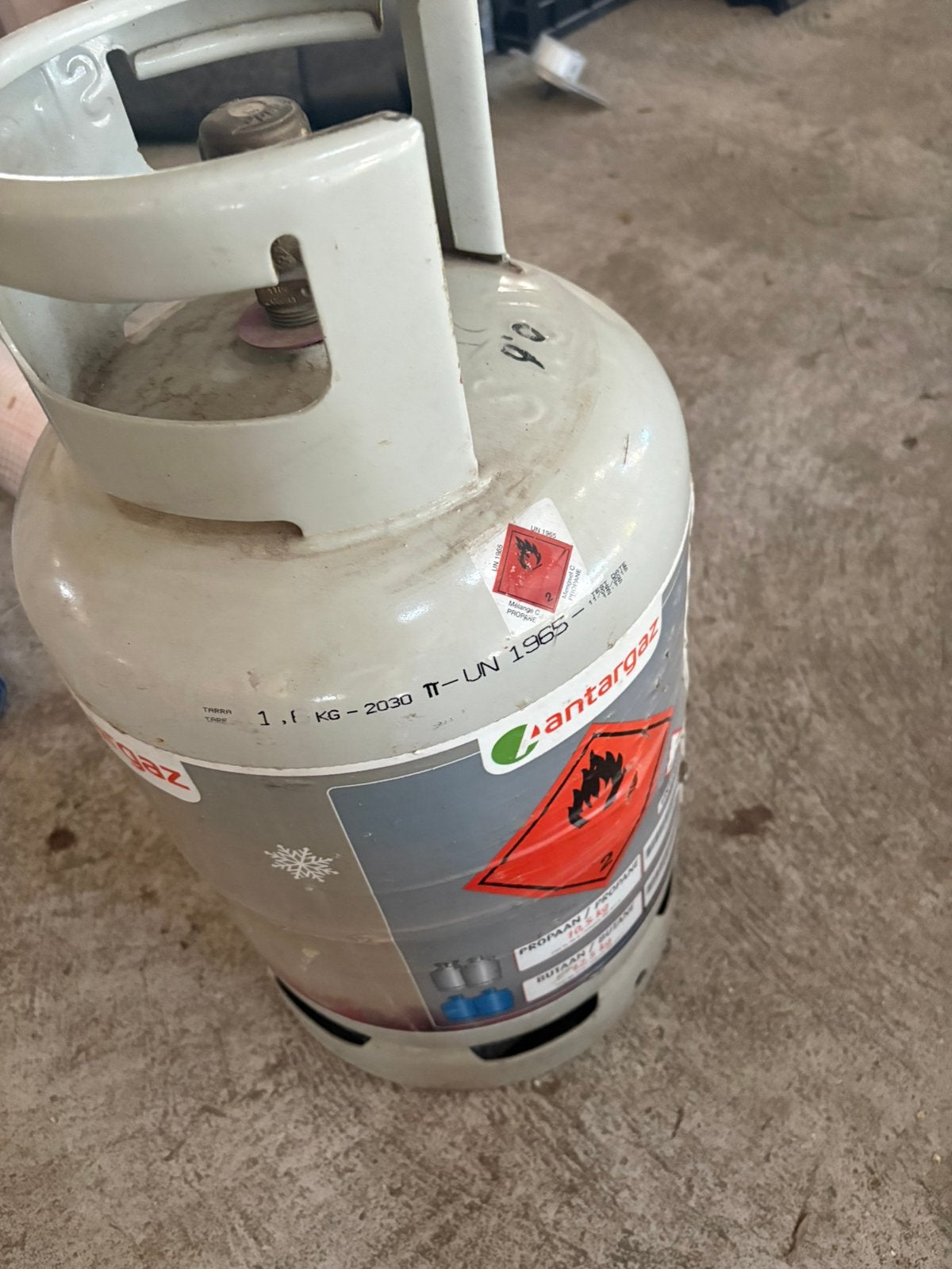 Lege gasfles staal, Caravans en Kamperen, Kampeeraccessoires, Ophalen, Zo goed als nieuw