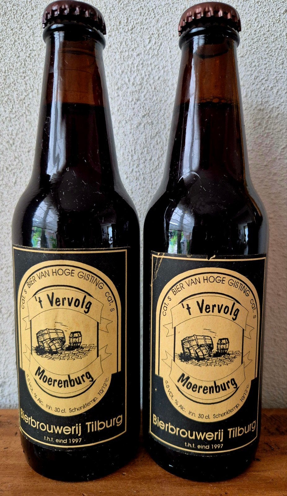 1997 fles 't VERVOLG bier br. MOERENBURG TILBURG 'T HUYS Moe, Ophalen of Verzenden, Zo goed als nieuw, Flesje(s), Overige merken