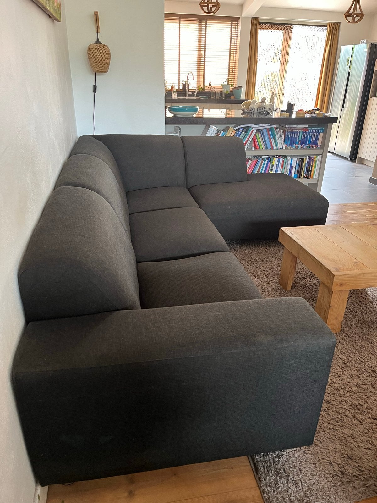 Ruime antracietgrijze hoekbank | Kötter Living | Goede staat, Ophalen, 250 tot 300 cm, Gebruikt, Hoekbank