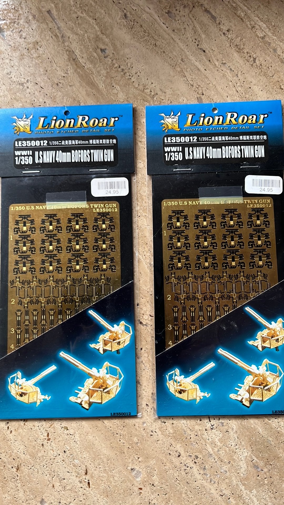 1/350 bofors twin gun Lion Roar 2x, Ophalen of Verzenden, Nieuw, 1:200 of kleiner, Overige merken