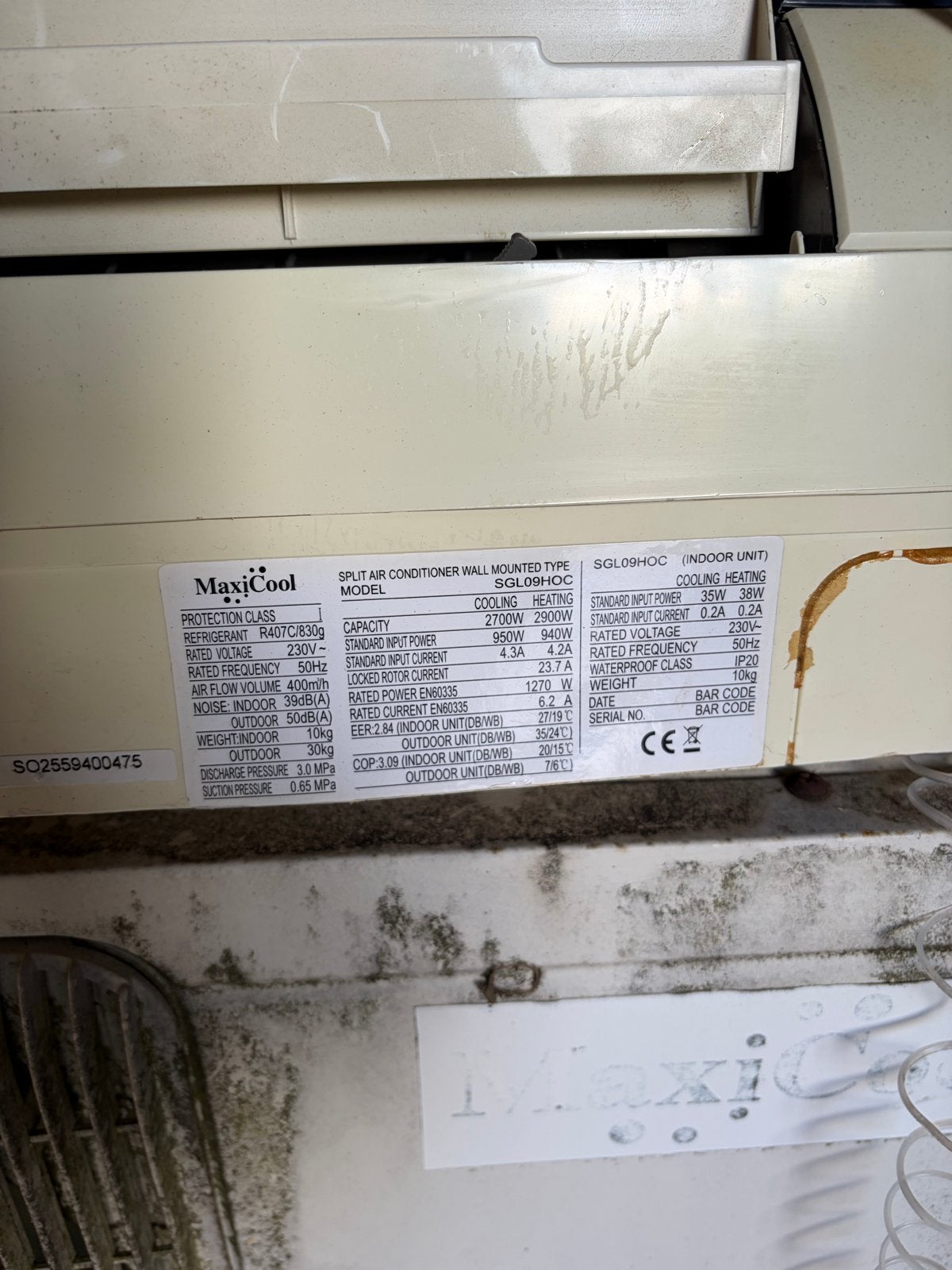 Maxicool Split Airco - Wandmodel, Ophalen, Gebruikt, Minder dan 60 m³, 3 snelheden of meer