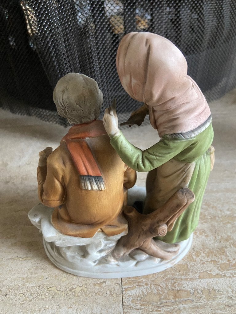 Beeld van Opa en Oma aan het knippen, Antiek en Kunst, Ophalen