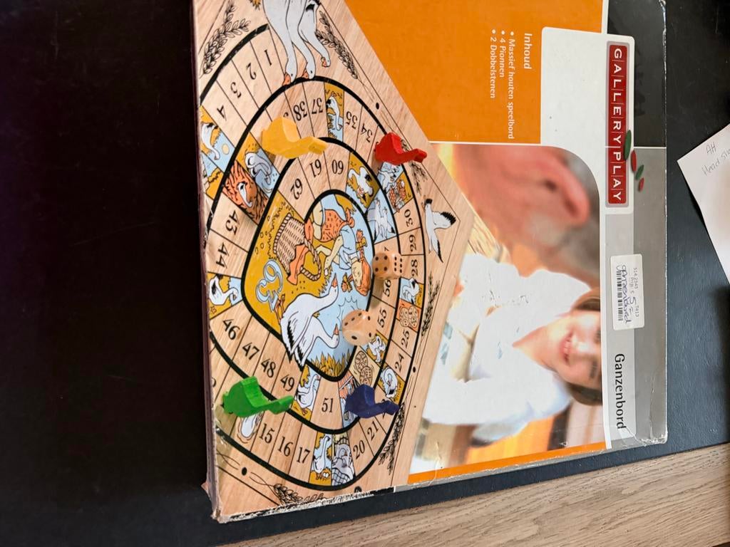 Houten ganzenbord spel, Drie of vier spelers, Ophalen of Verzenden, Gebruikt