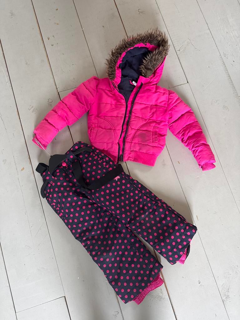 Ski pak jas maat 110 en broek maat 98, Ophalen of Verzenden, Gebruikt, Meisje, Setje