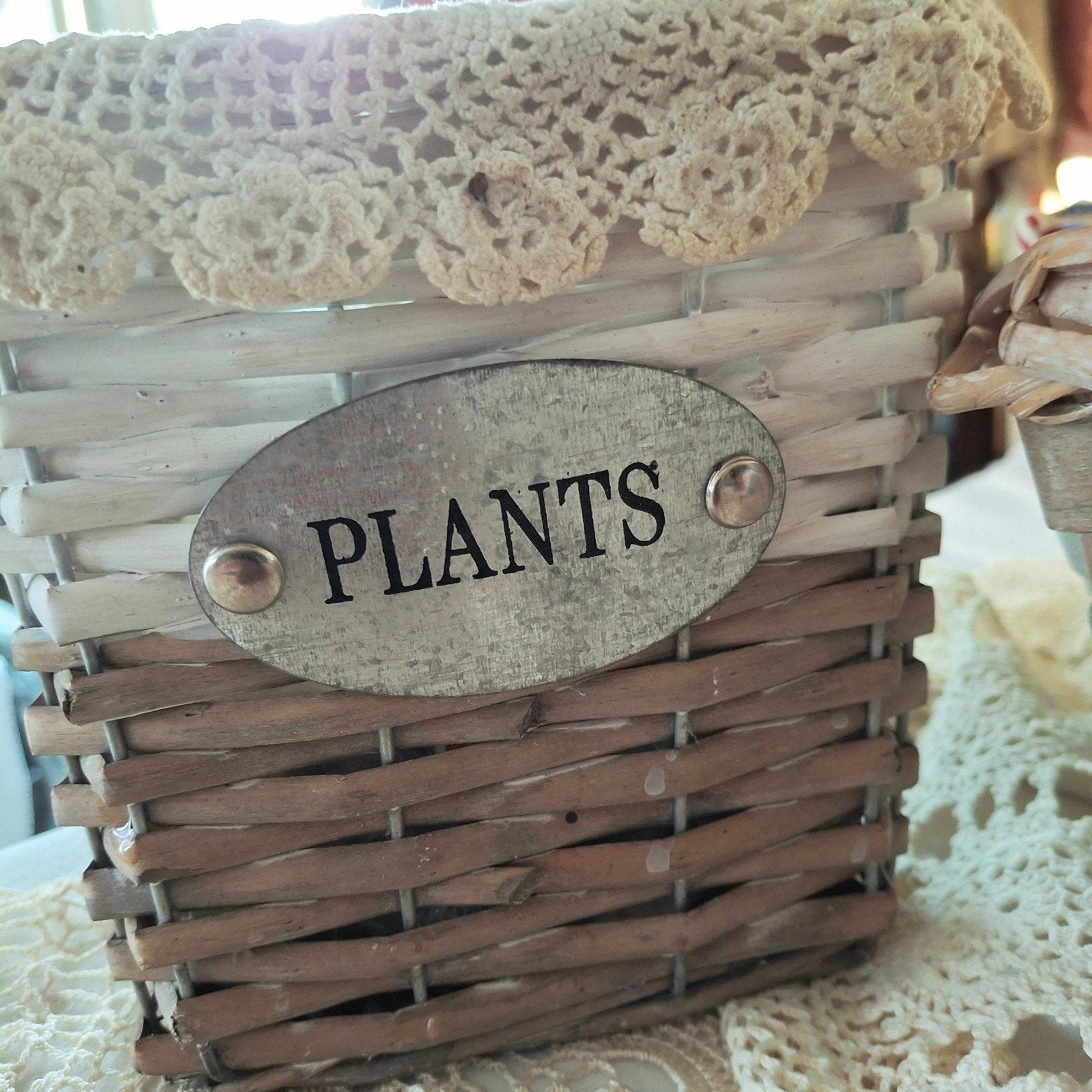 Set van 3 rieten plantenmandjes: 1 groot, 2 klein, Gebruikt, Gevlochten, Vierkant, Ophalen of Verzenden