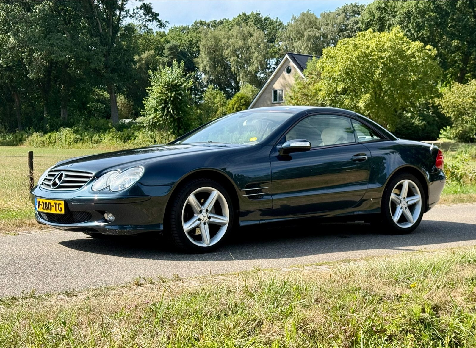 Mercedes SL 500 R230 2005, Auto's, Cabriolet, Blauw, 4966 cc, 1710 kg