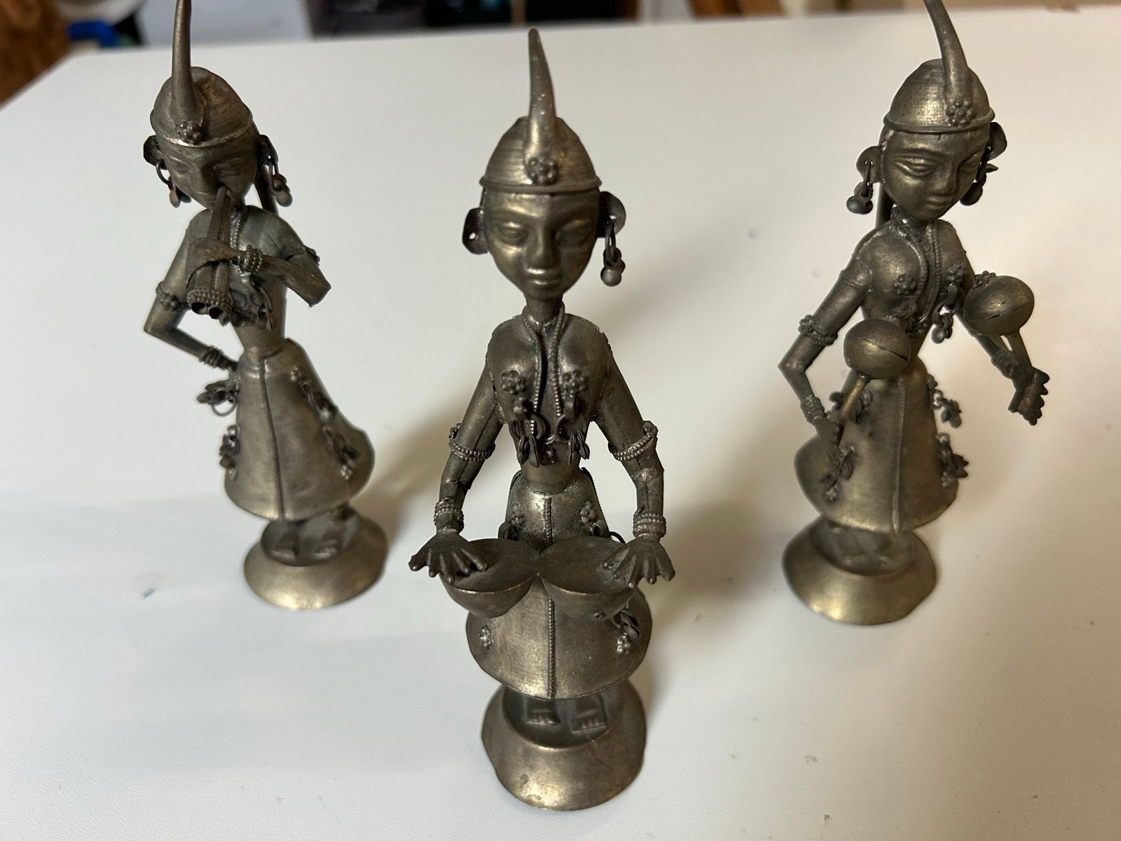 Set van 3 messing muzikanten uit India, Antiek en Kunst, Goud, India, Handgemaakt, Ophalen of Verzenden