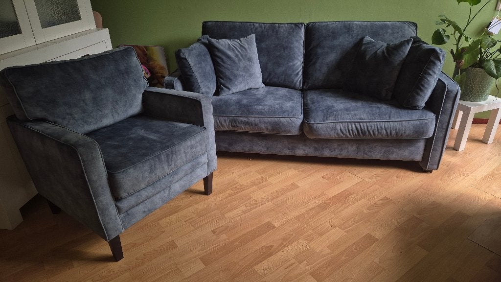Bank met fauteuil moet binnen 2 dagen, Huis en Inrichting, Ophalen, Gebruikt, 150 tot 200 cm, Tweepersoons