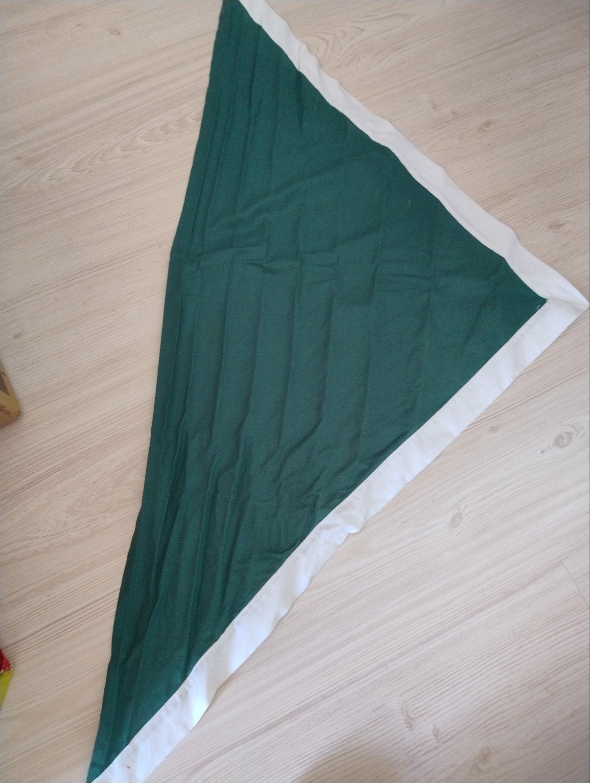 Groene sjaal met witte rand - Gedragen, Kleding | Dames, Ophalen of Verzenden, Gedragen