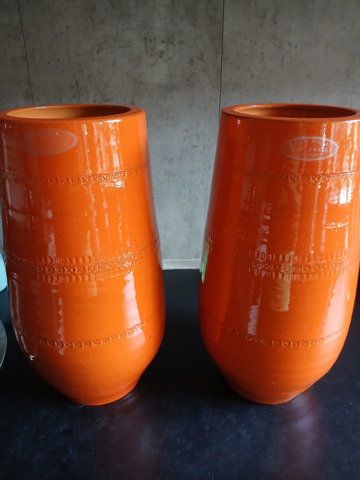 2 mooie design vazen, Huis en Inrichting, Handgemaakt, 41 cm, Oranje, Ophalen of Verzenden