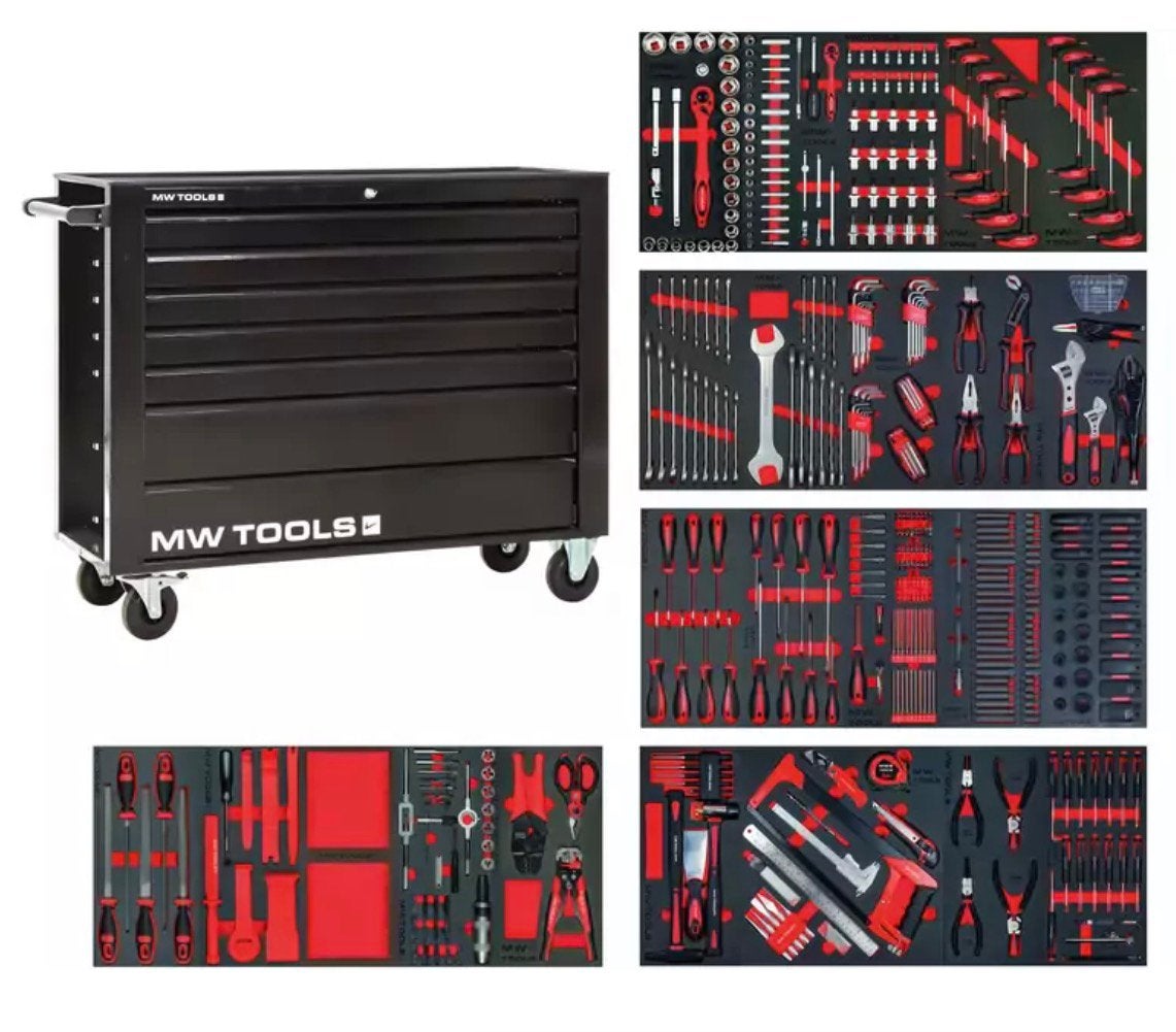 Gevulde brede, zwarte gereedschapswagen XL 514-delig MW Tool, Ophalen, Nieuw