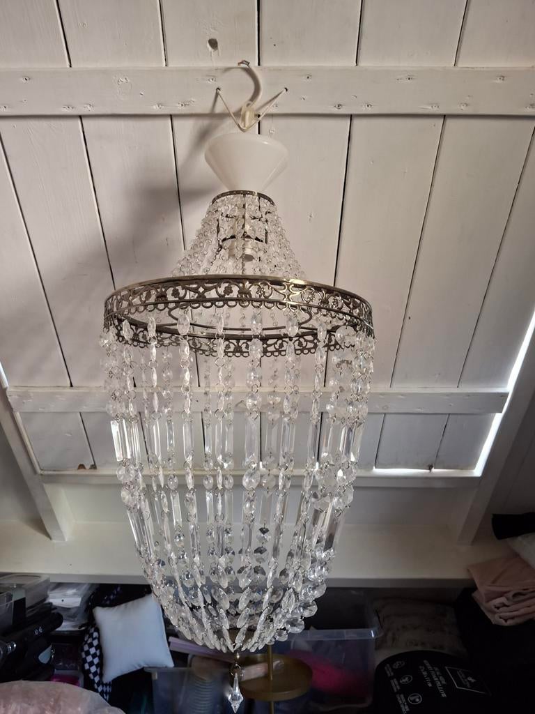 Elegante Plafond Kroonluchter met Kristallen, Ophalen, Gebruikt, Glas, Klassiek, Elegant, Kristal