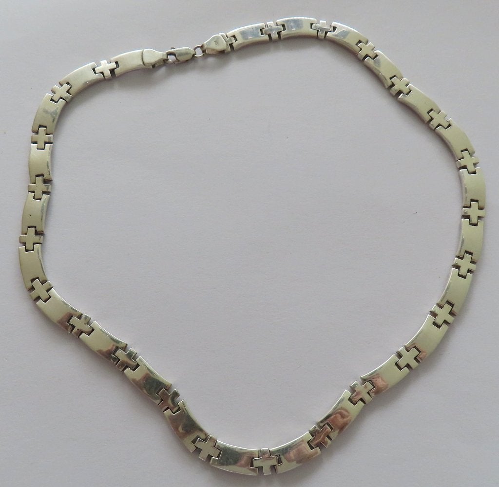Koopje! Massieve zilveren schakel collier / 925/ incl verzen, Verzenden, Zo goed als nieuw, Zilver, Zilver