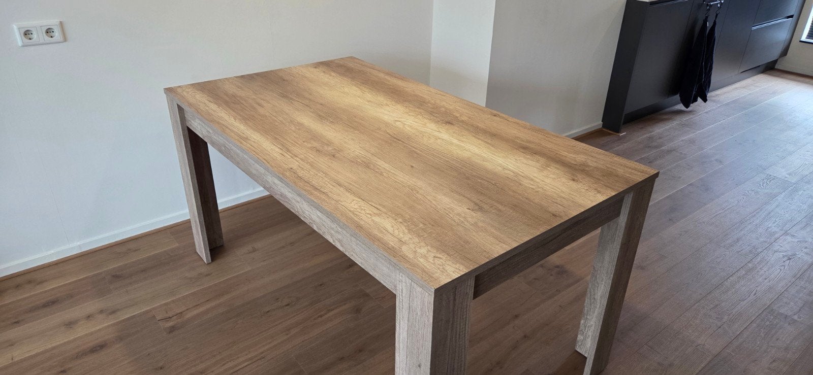 Eettafel (160cm bij 90cm) met 4 stoelen, Huis en Inrichting, Tafels | Eettafels, Ophalen, Gebruikt, 50 tot 100 cm, 150 tot 200 cm