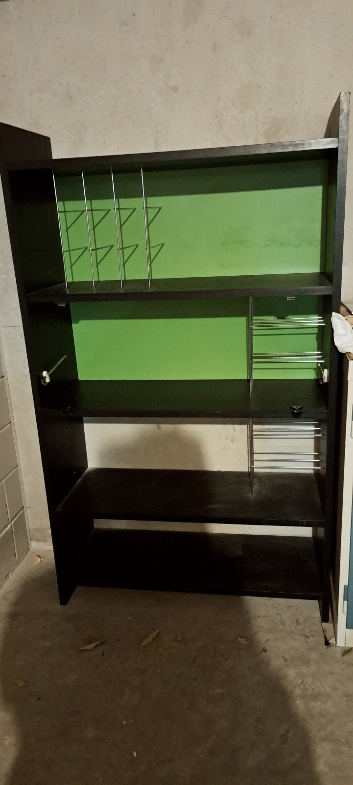 Houten kast zwart met groen boeken accessoires kast, Ophalen, Gebruikt