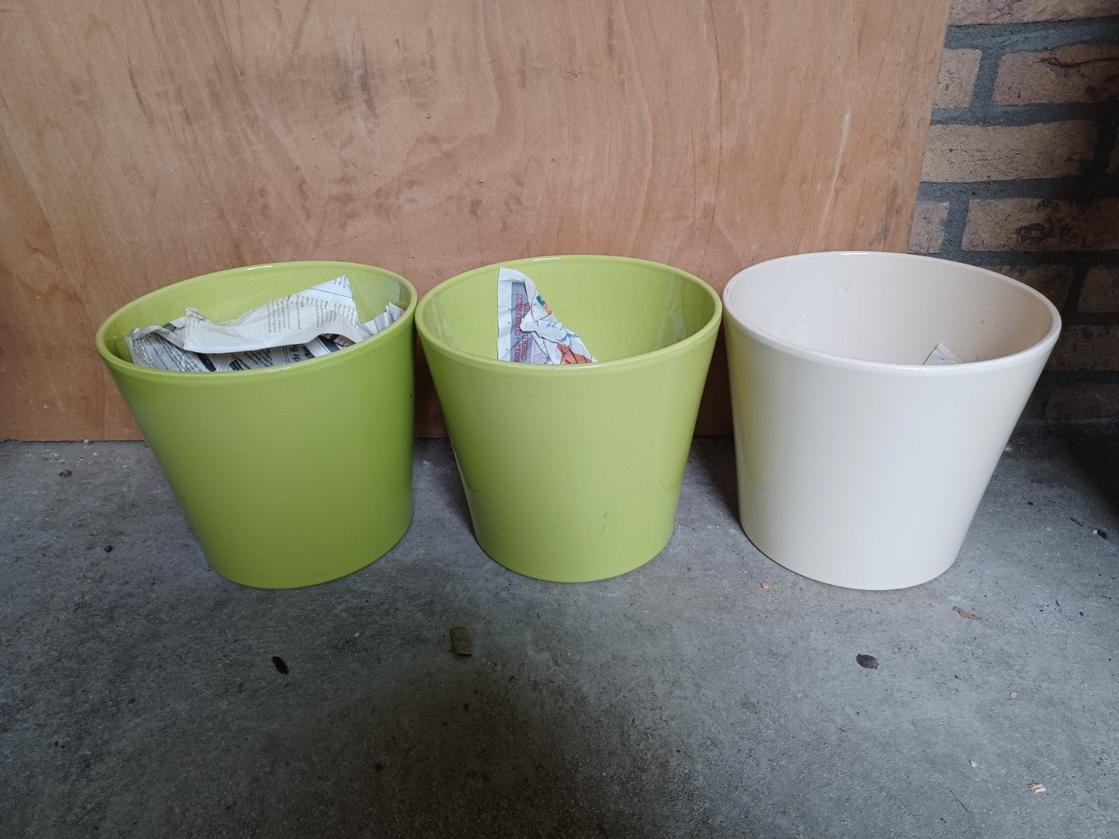 3 grote bloempotten, Ophalen, Rond, Aardewerk, Minder dan 40 cm