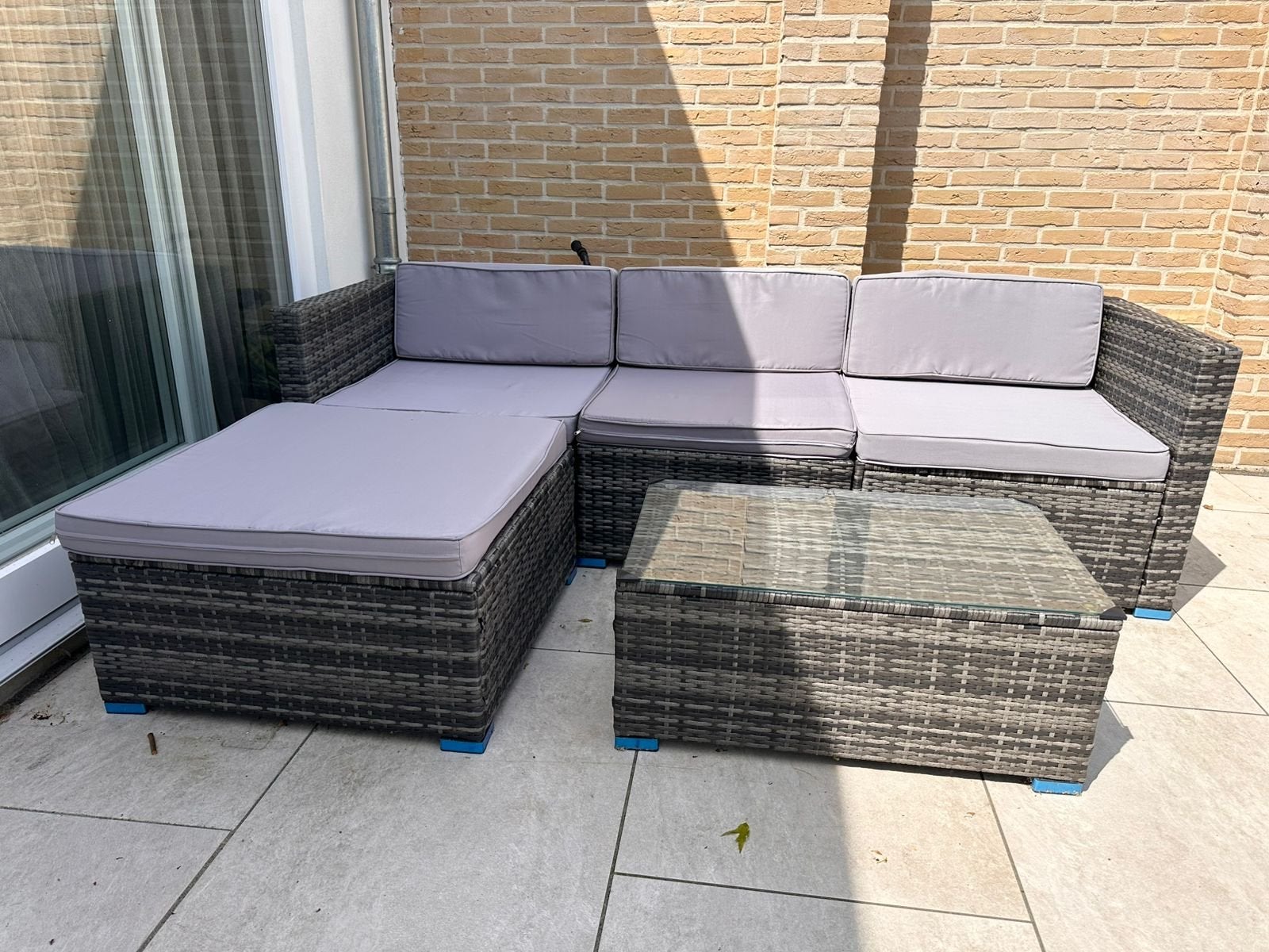 Tuin loungeset met salontafel en hocker, Ophalen, Gebruikt, 3 zitplaatsen, Loungeset