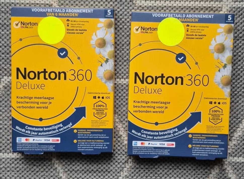 Norton 360 deluxe 2x6 maanden, Computers en Software, Antivirus- en Beveiligingssoftware, Ophalen of Verzenden, Nieuw, NORTON