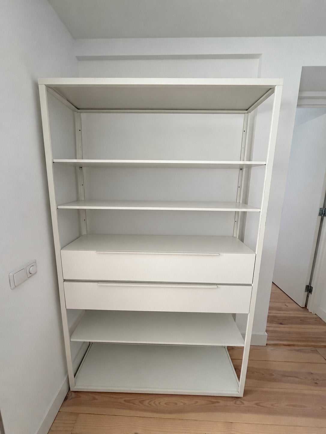IKEA FJÄLKINGE stellingkast met 2 lades - Zo goed als nieuw, Huis en Inrichting, Ophalen, 100 tot 150 cm, Zo goed als nieuw, Metaal
