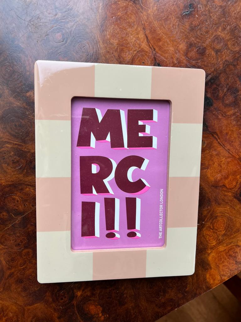 Fotolijst roze and beige 10x15cm Merci! - Nieuw, Ophalen of Verzenden, Nieuw