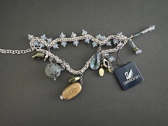 NIEUW SWAROVSKI armband Statement dubbele rij met bedels, Overige materialen, Verzenden, Nieuw, Zilver