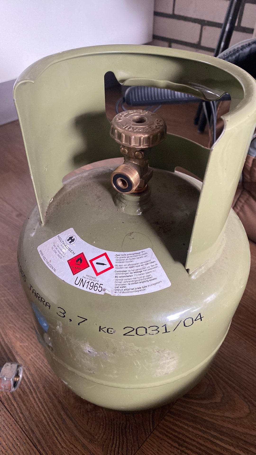 Gasfles vol, Ophalen, Zo goed als nieuw