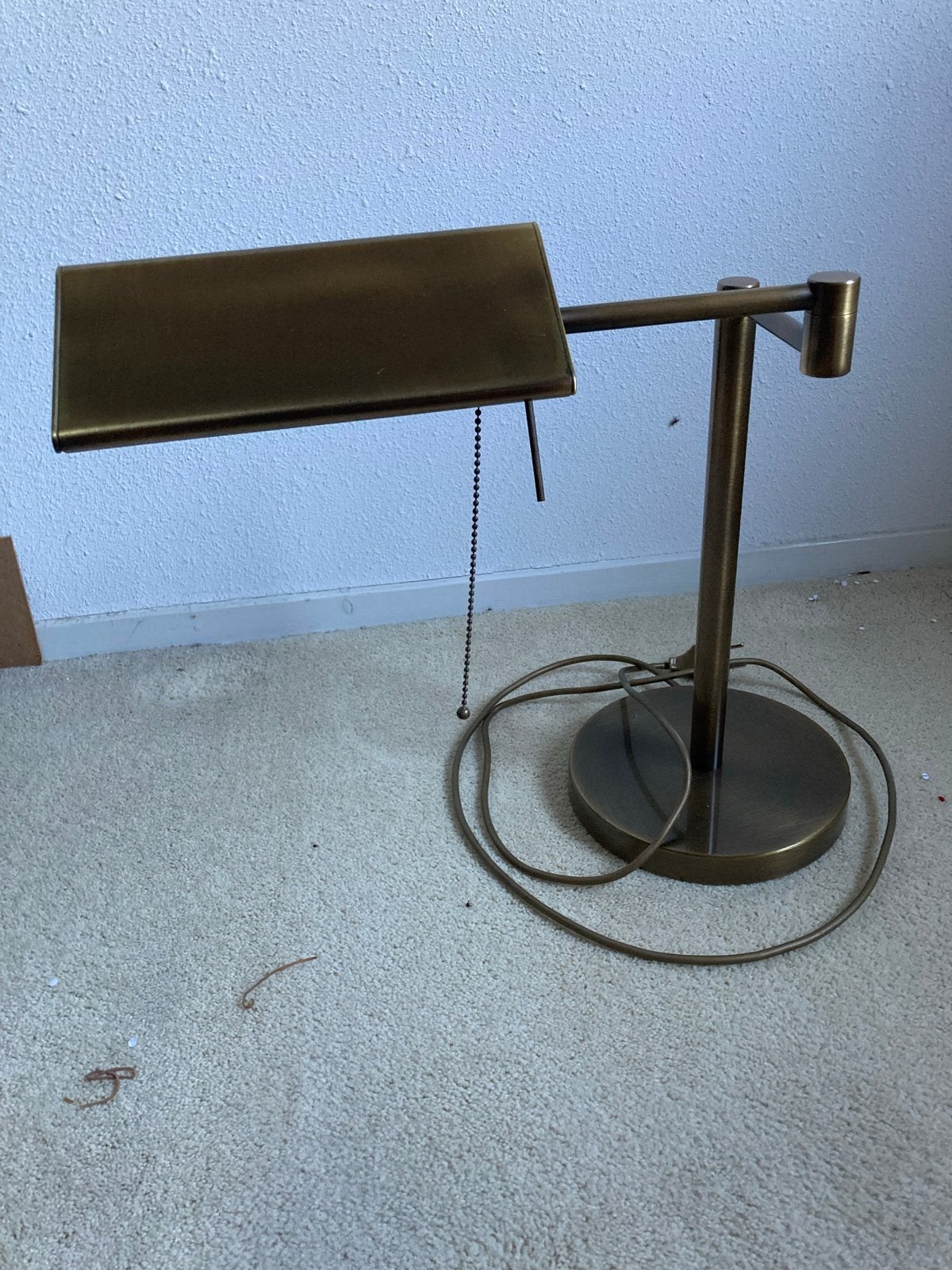 Vintage Bankierslamp - Messing Bureaulamp, Ophalen, Met schakelaar, Gebruikt, Bankierslamp