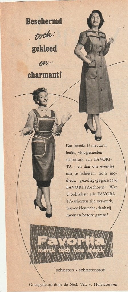 Retro reclame 1956 Favorita charmante schorten jaren 50, Verzenden, Overige typen