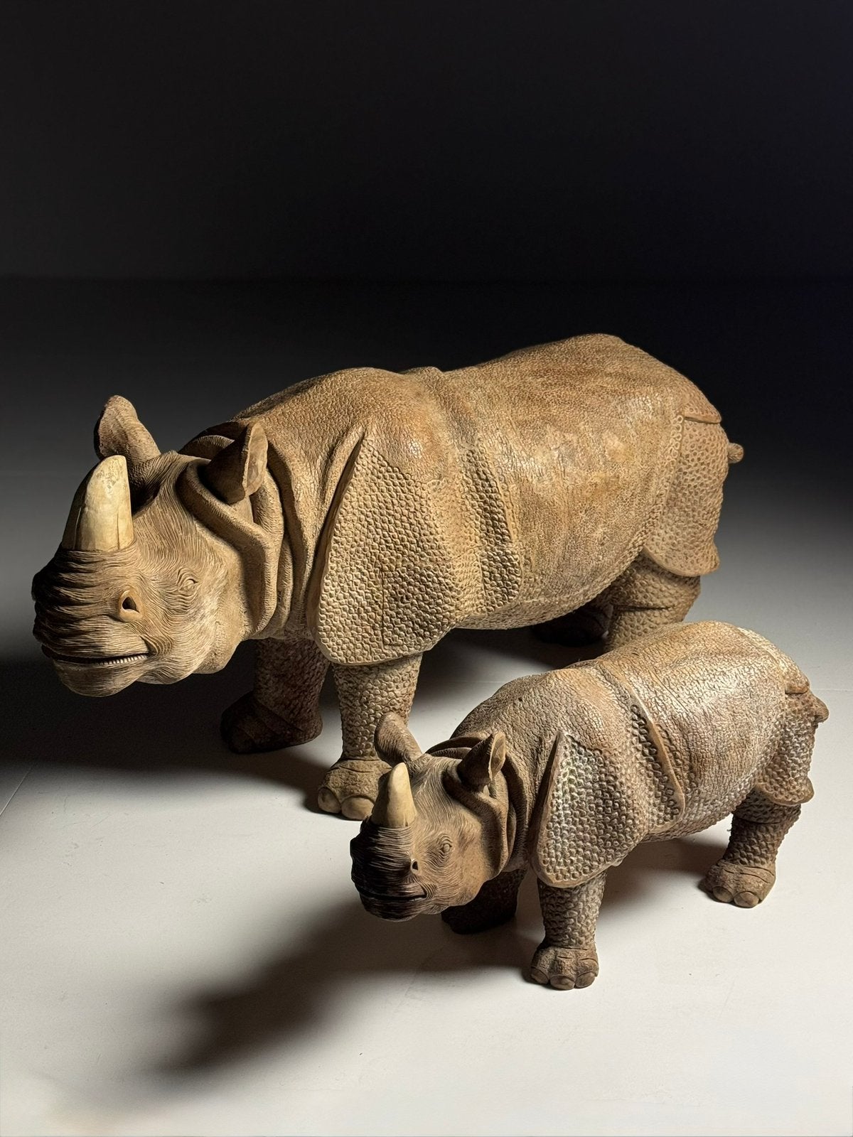 Rhino sculptures hardhout 1960, Ophalen of Verzenden