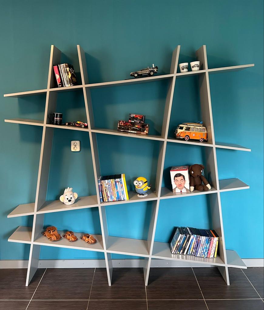 Moderne open boekenkast/wandrek - 202x202 cm, Ophalen, Gebruikt, 200 cm of meer, 25 tot 50 cm