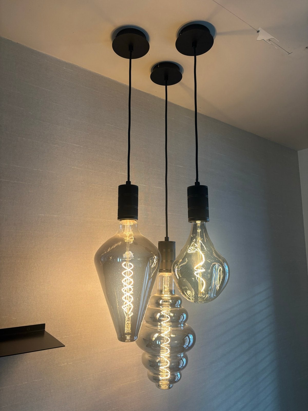 3 Calex XXL Titanium hanglampen E27, Ophalen, Zo goed als nieuw, Glas, E27 (groot)